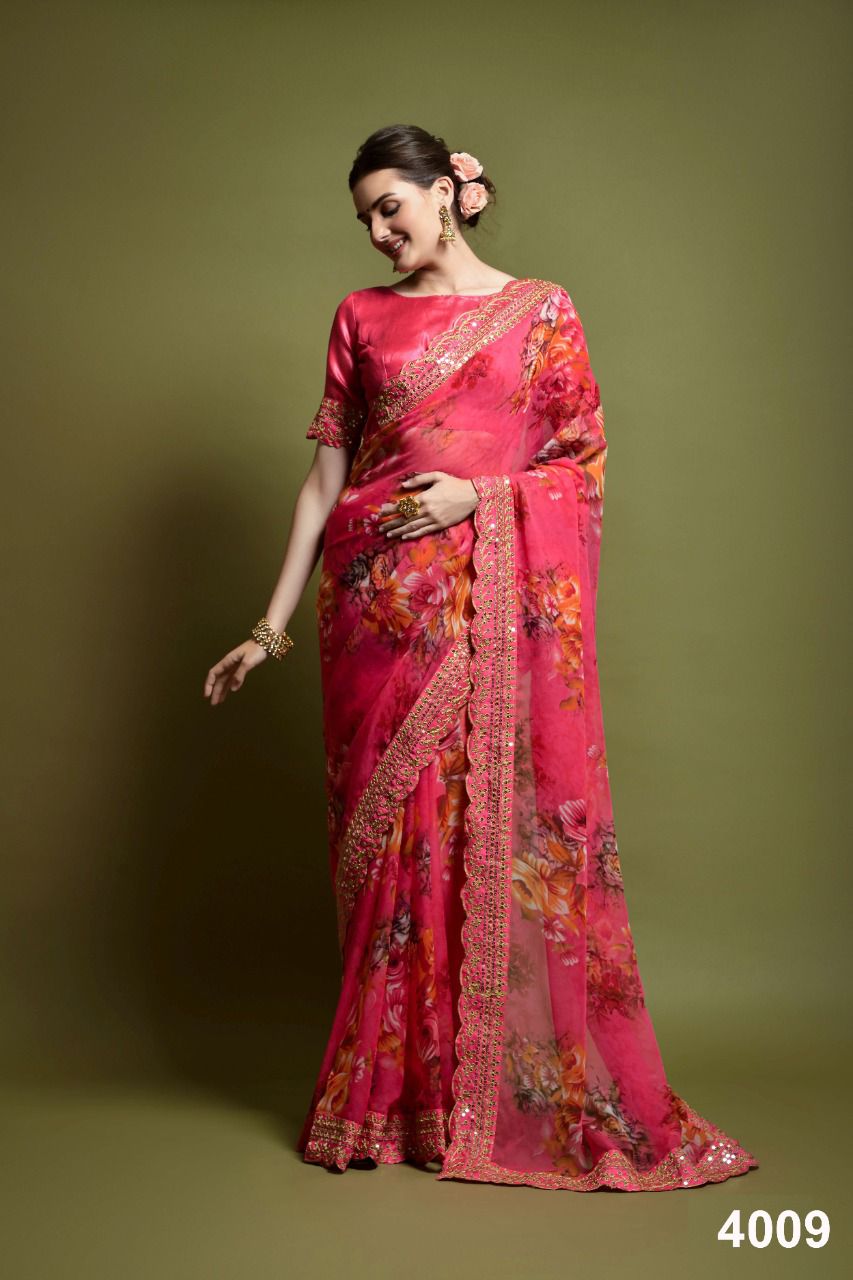 Nazneen Saachi 4007 Series New Fancy Party Wear Georgette Latest Saree Collection
